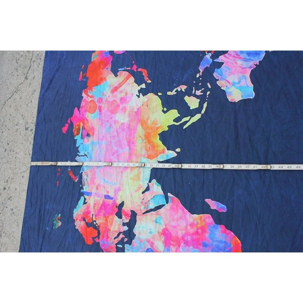 World Map Tapestry Wall Hanging Blue Tyedye Tapestry Home Décor Colorful 56x76